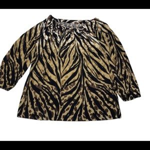 Zebra animal gold beige and black blouse